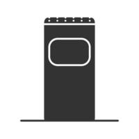 Garbage bin glyph icon. Trash can. Waste container. Silhouette symbol. Negative space. Vector isolated illustration