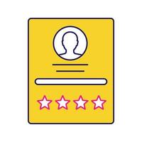 Customer review color icon. User profile, resume rating. Feedback. Seller rating. Isolated vector illustration