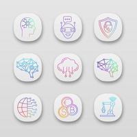 Artificial intelligence app icons set vector