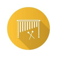 icono de glifo de larga sombra de diseño plano de marimba. ilustración de silueta de vector