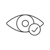 Eye with check mark linear icon. Thin line illustration. Good vision. Contour symbol. Vector isolated outline drawing