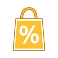 Shopping bag with percent color icon. Discount offer. Sales percentage. Isolated vector illustration