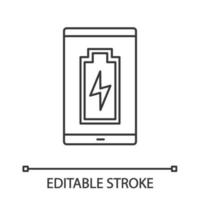 Smartphone battery charging linear icon vector