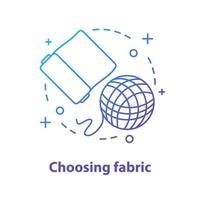 Choosing fabric concept icon. Dressmaking idea thin line illustration. Tailoring. Fabric and knitting thread samples. Vector isolated outline drawing