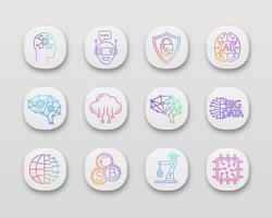 Artificial intelligence app icons set vector