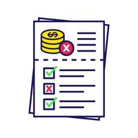 Audit risk color icon. Profit and loss report. Financial statement. Annual report. Accounting and bookkeeping. Cash flow statement. Auditing. Isolated vector illustration