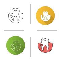 Gum bleeding icon. Gingivitis. Flat design, linear and color styles. Isolated vector illustrations