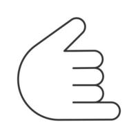 Shaka hand gesture linear icon. Hang loose. Thin line illustration. Call me sign. Contour symbol. Vector isolated outline drawing