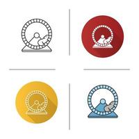 Hamster wheel icon. Flat design, linear and color styles. Rodent cage equipment. Isolated vector illustrations