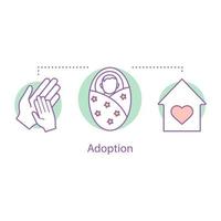 Adoption concept icon. Orphanage idea thin line illustration. Children's charity. Parenting, parenthood. Childbirth. Vector isolated outline drawing