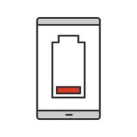 icono de color de batería baja del teléfono inteligente vector