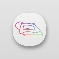Steam iron app icon. UI UX user interface. Household appliance. Web or mobile application. Vector isolated illustration