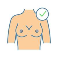 Healthy female breast color icon. Successful breast examination. Women's health. Isolated vector illustration