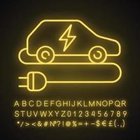 Electric car neon light icon vector