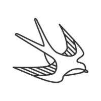 Swallow bird linear icon. Thin line illustration. Sailor's tattoo sketch. Contour symbol. Vector isolated outline drawing