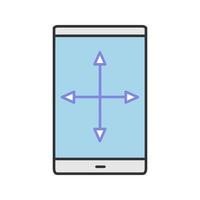 Smartphone display resize color icon. Drag gesture arrow. Isolated vector illustration