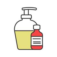 Antibacterial liquid and soap color icon. Tattoo aftercare. Isolated vector illustration