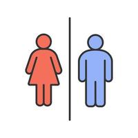 Public toilet information sign color icon. Restroom. Male and female WC. Isolated vector illustration