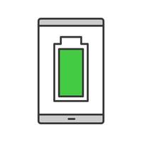 Fully charged smartphone battery color icon vector