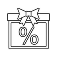 Sale linear icon. Thin line illustration. Gift box with percent. Discount offer. Contour symbol. Vector isolated outline drawing