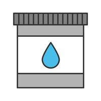 Printer cartridge ink color icon. Plastic bottle with drop. Isolated vector illustration