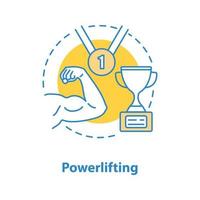 Bodybuilder competition concept icon. Champion idea thin line illustration. Powerlifting. Vector isolated outline drawing