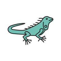 Iguana color icon. Herbivorous lizard. Isolated vector illustration