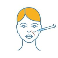 Nasolabial folds neurotoxin injection color icon. Anti wrinkle injection. Smile wrinkles reducing. Cosmetic procedure. Facial rejuvenation. Isolated vector illustration