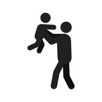 Father holding toddler silhouette icon. Fatherhood. Parent. Isolated vector illustration