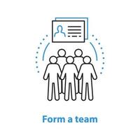 Team gathering concept icon. Teamwork idea thin line illustration. Recruitment. Vector isolated outline drawing