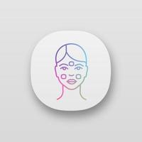 Anesthetic cream for neurotoxin injection app icon. Facial numbing cream. Neuro toxin injection preparation. Skin moisturizing. Anti wrinkle cream. UI UX user interface. Vector isolated illustration