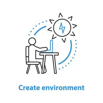 Environment creating concept icon. Alternative energy sources using idea thin line illustration. Scientific development. Vector isolated outline drawing