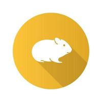 Hamster flat design long shadow glyph icon. Rodent. Vector silhouette illustration