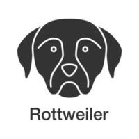 Rottweiler glyph icon. Guardian dog breed. Silhouette symbol. Negative space. Vector isolated illustration