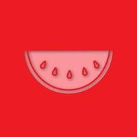 Watermelon slice paper cut out icon. Vector silhouette isolated illustration