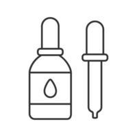 Eye drops and dropper linear icon. Thin line illustration. Medicine. Liquid bottle. Contour symbol. Vector isolated outline drawing