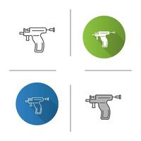 icono de pistola perforante. instrumento para perforar la oreja. diseño plano, estilos lineales y de color. ilustraciones vectoriales aisladas vector