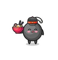 bomb as Chinese chef mascot holding a noodle bowl vector