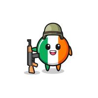 Linda mascota de la bandera de Irlanda como soldado vector