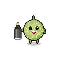 the cute melon as a graffiti bomber vector