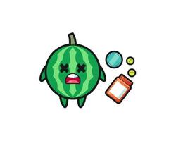 illustration of overdose watermelon character vector