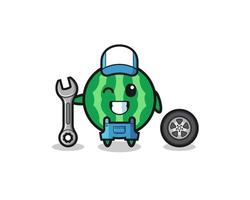 the watermelon character as a mechanic mascot vector