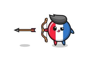 Ilustración del personaje de la bandera de Francia haciendo tiro con arco vector