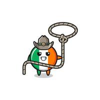 El vaquero de la bandera de Irlanda con cuerda de lazo vector