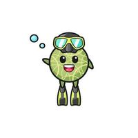 the melon diver cartoon character vector