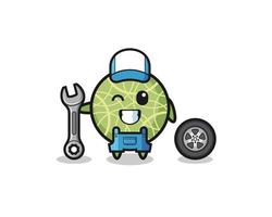 the melon character as a mechanic mascot vector