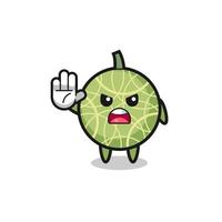personaje de melón haciendo gesto de parada