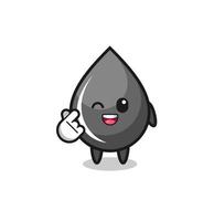 oil drop character doing Korean finger heart vector