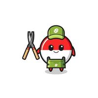 cute indonesia flag as gardener mascot vector