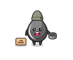 cute oil drop beggar cartoon character vector